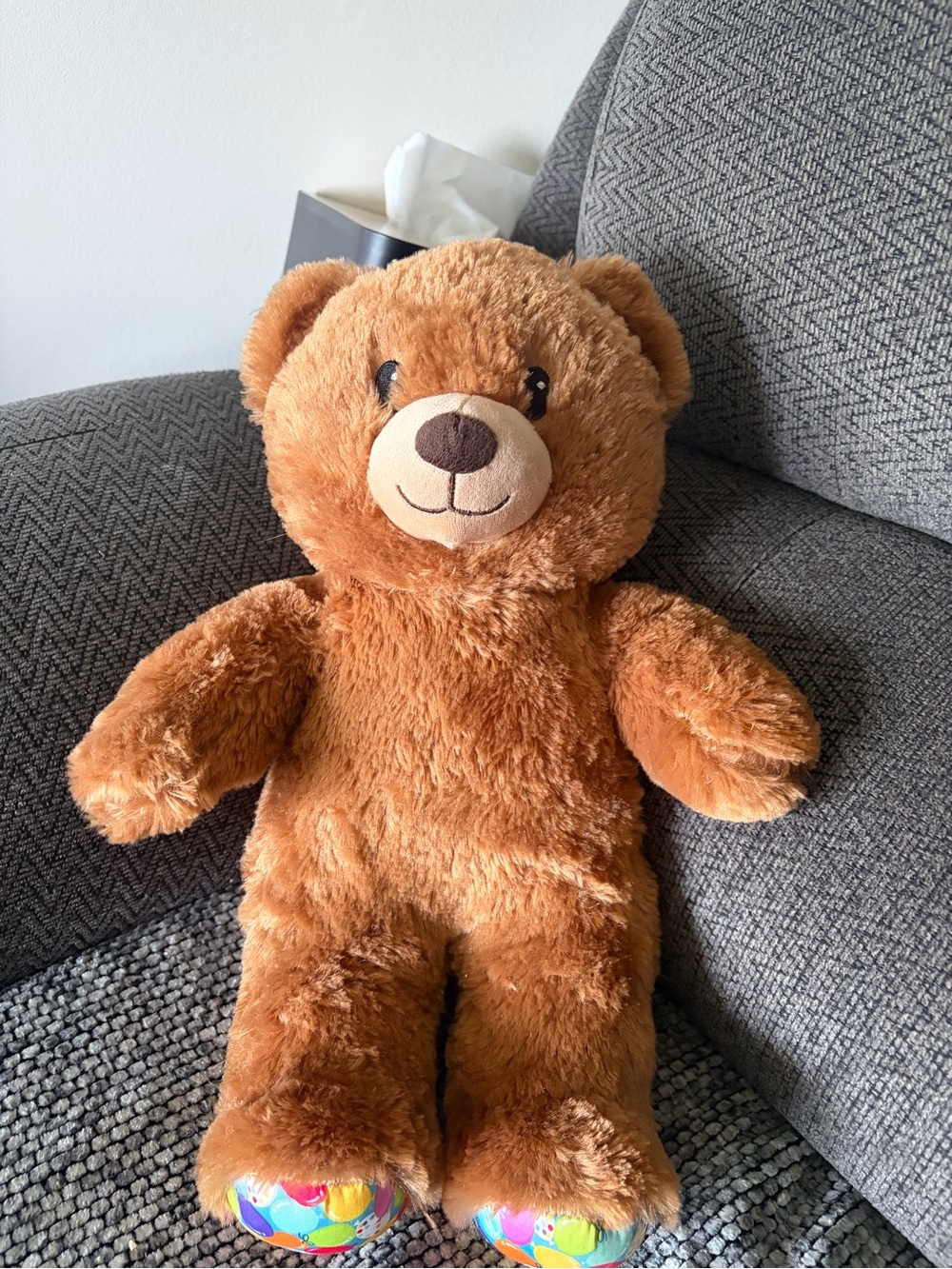 Build-A-Bear Plush Brown Teddy Bear with Colorful Paw Prints